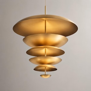 Lampadario moderno a strati in ottone, lampada a sospensione in stile metà secolo, apparecchio scultoreo da soffitto, illuminazione di lusso