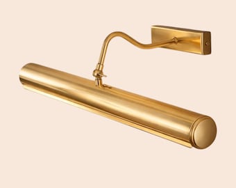 Modern Brass Picture Light, Wall Mounted Art Light Fixture, Gallery Painting Light, Adjustable Arm Picture Lamp, Vanity Mirror Light