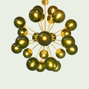 Murano Glass Brass Chandelier – Italian Inspired Luxury Ceiling Light – Elegant Artisan Fixture