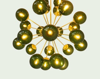 Murano Glass Brass Chandelier – Italian Inspired Luxury Ceiling Light – Elegant Artisan Fixture