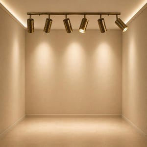 Modern Brass Linear Track Light Adjustable Cylinder Spotlight Mid Century Ceiling Fixture Kitchen Lighting