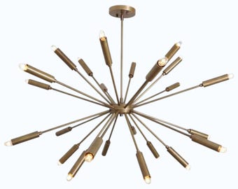 Brass Sputnik Chandelier Mid Century Modern – Starburst Ceiling Light Fixture Home Decor Lighting