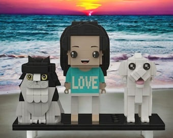 Minifiguras de ladrillos personalizadas de mascotas, figuras personalizadas de perros y gatos, regalo único de ladrillos para amantes de las mascotas, regalo creativo para amantes de los animales, ladrillo de bulldog