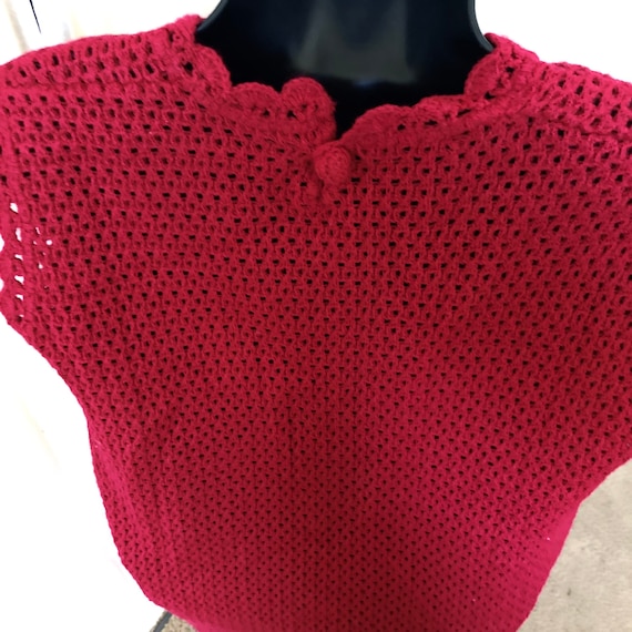 Vintage 1940 red knit dress Vintage sleeves knit … - image 3