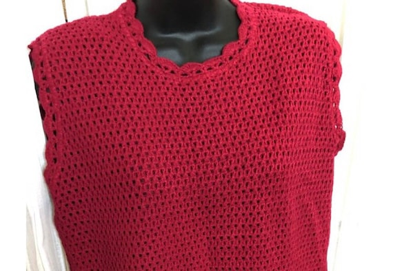 Vintage 1940 red knit dress Vintage sleeves knit … - image 1