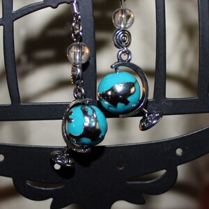 Globe earrings world travel jewelry turqoise silver earrings as the world turns pierced earrings retirement earrings teacher