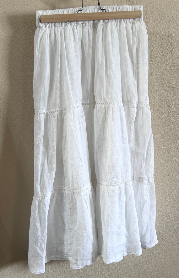 White crinkle gauze midi skirt Blair small Cotton 