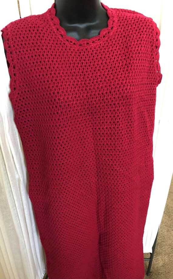 Vintage 1940 red knit dress Vintage sleeves knit … - image 2
