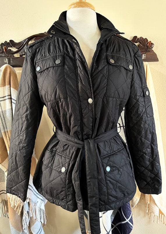 Pendleton coat quilted black jacket coat medium lightweight puffer coat top coat hip length Pendleton brand black quilted coat