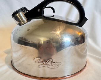 Vintage 1801 Paul Revere Ware Pfeifen Teekessel 2QT Kupferboden Modell CU10 j