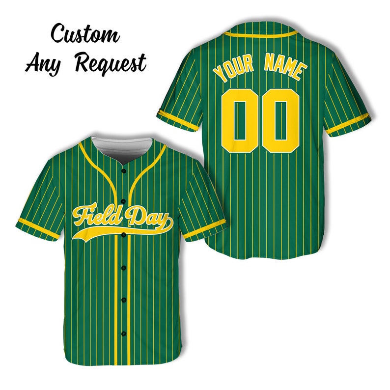 Custom Field Day Trip Baseball Jersey Personalized Field Day Let The Game Begin Jersey Baseball Game Day Matching Outfit For Baseball Player Green