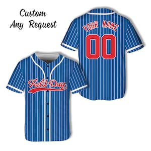 Custom Field Day Trip Baseball Jersey Personalized Field Day Let The Game Begin Jersey Baseball Game Day Matching Outfit For Baseball Player Blue