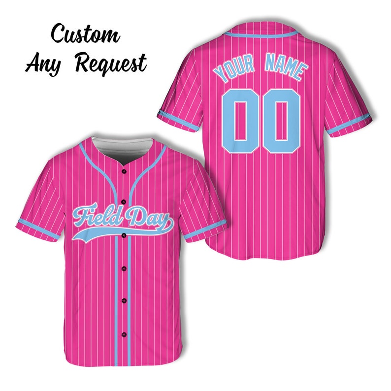 Custom Field Day Trip Baseball Jersey Personalized Field Day Let The Game Begin Jersey Baseball Game Day Matching Outfit For Baseball Player Pink