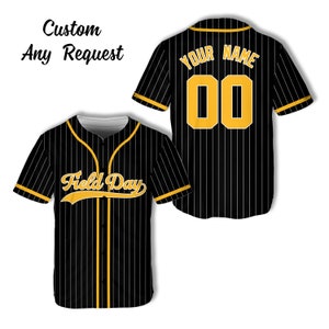 Custom Field Day Trip Baseball Jersey Personalized Field Day Let The Game Begin Jersey Baseball Game Day Matching Outfit For Baseball Player Black