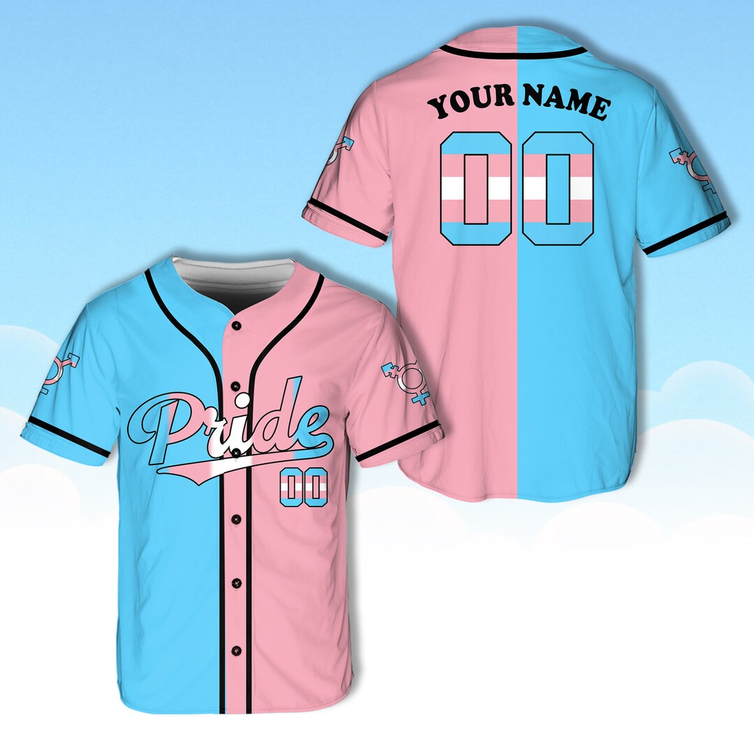 Custom Teal Powder Blue Transgender For Pride Month Classic Style Baseball Jersey