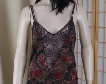 Vintage Victoria's Secret Short Slip/Nightie Size 36" Brown/Red Size Medium