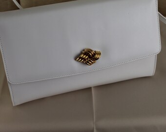 Vintage Morgan Taylor White Leather Cross Body Hand Bag