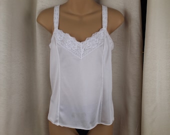 Vintage Deena Nylon White Cami Size 38 1980's