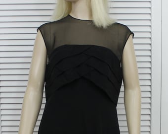 Vintage Black Cocktail Wiggle Dress Couture 1950s Size Medium