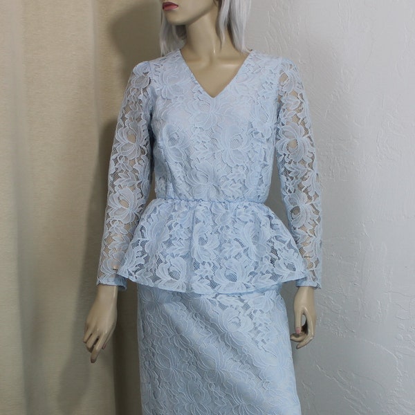 Vintage Lace Dress Powder Jadami Size 10  Peplum Skirt