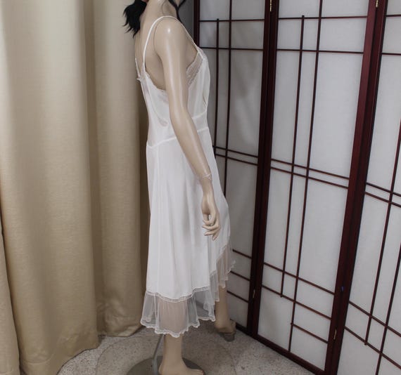 Vintage Rare Charmode 1950's Satiny Silky White Full Slip Size 38