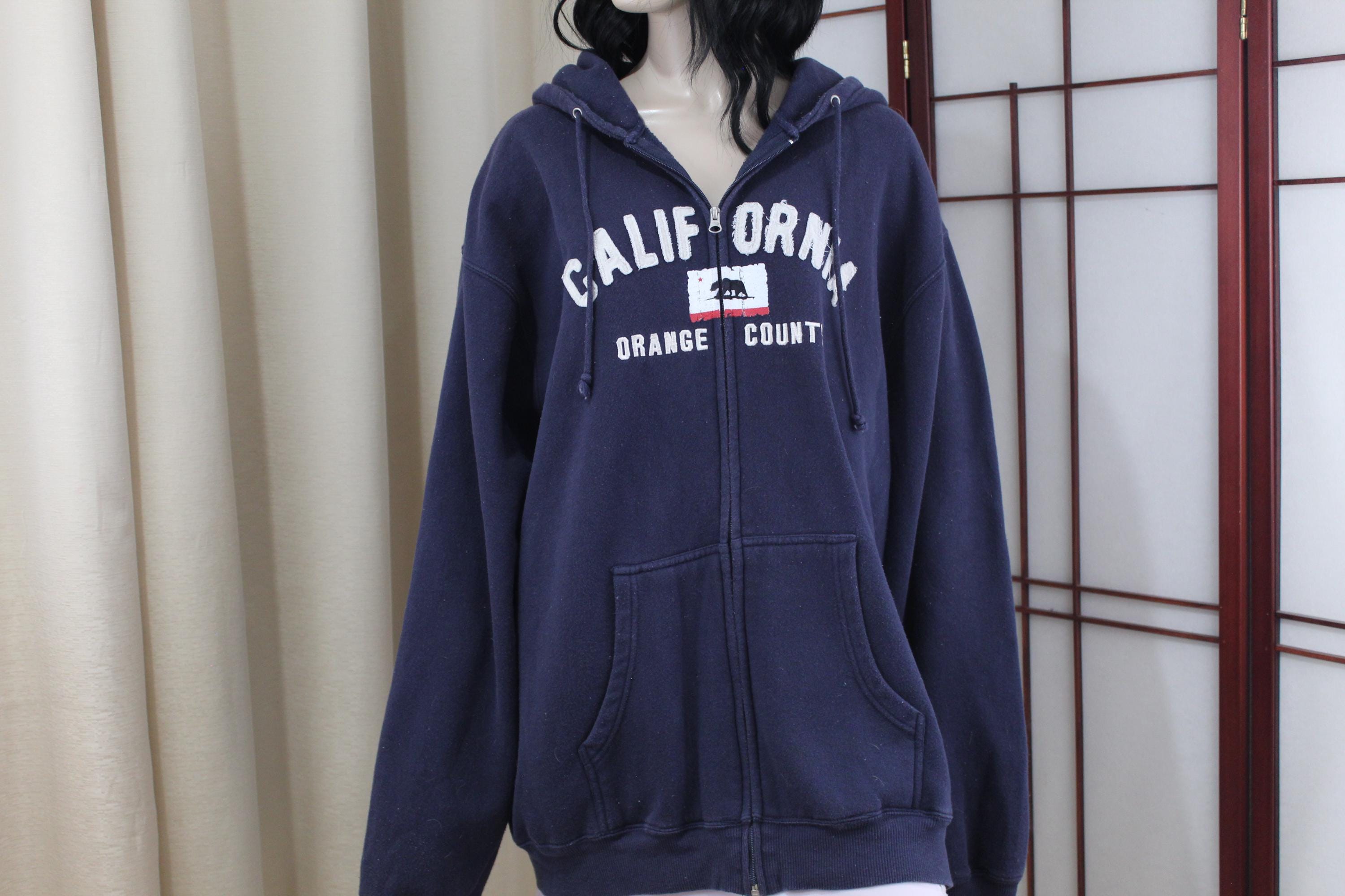 Vintage CALIFORNIA Orange County Blue/white Hoodie Size 2XL Front