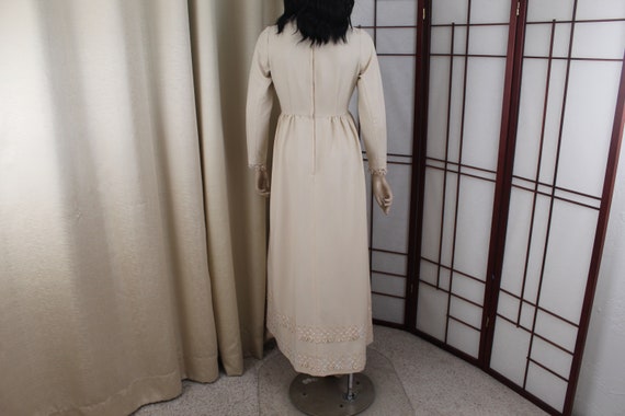 Vintage 1970's Victorian Style Prairie Dress Beig… - image 6