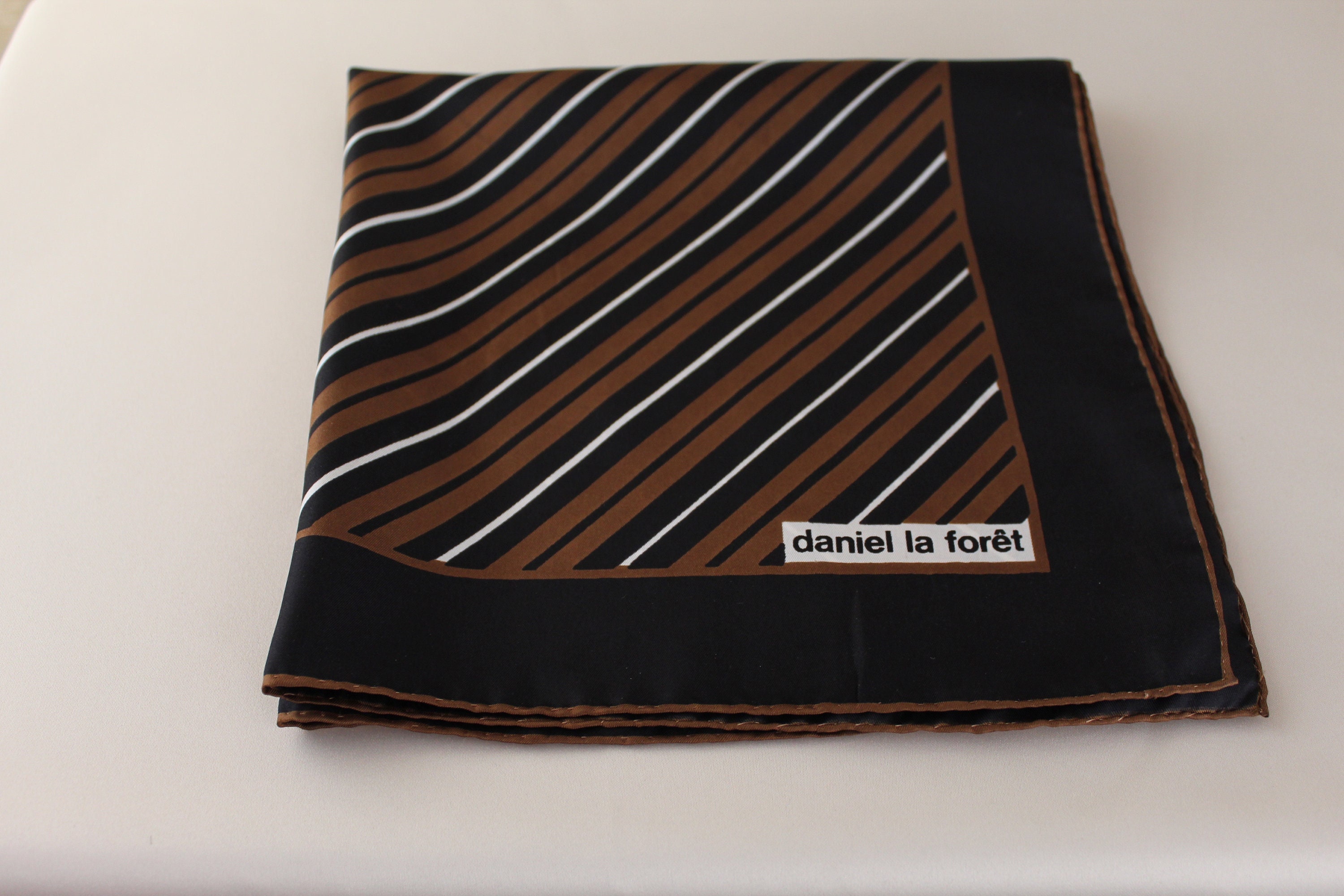 Vintage Daniel La Foret Silk Scarf/Pocket Square 19" x 18.5" Like New