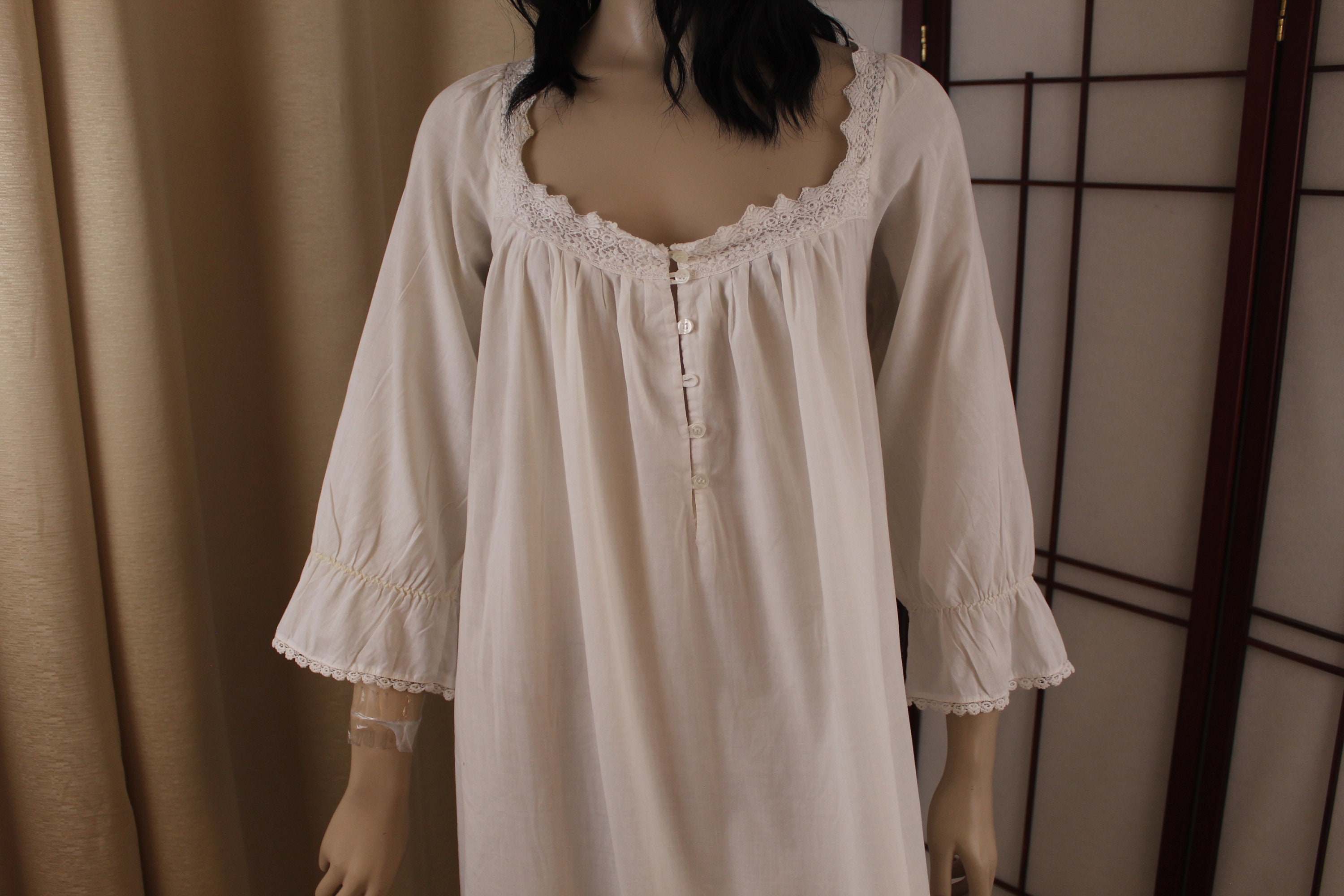 Vintage Victoria s Secret White Cotton Nightgown Long Size M L XL Mender Etsy
