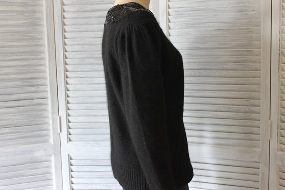 Vintage Womens Sweater Black Sequin  Designer  I.… - image 4