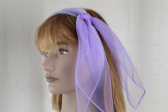 Vintage Two Tone Nylon Chiffon Purple/White Neck/… - image 2