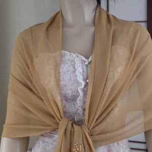 Vintage Bijoux Terner Tan Beaded Shawl/Wrap w Fringe image 1