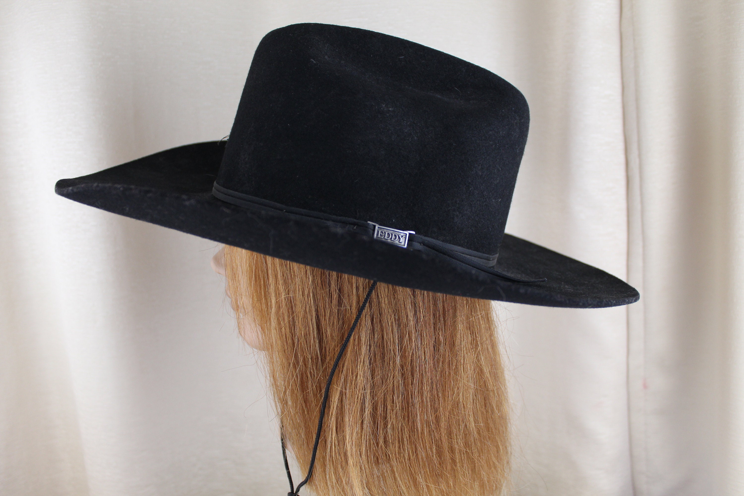 Vintage Eddy Bros 'Bandit' Western Hat Black Wool Felt Hat