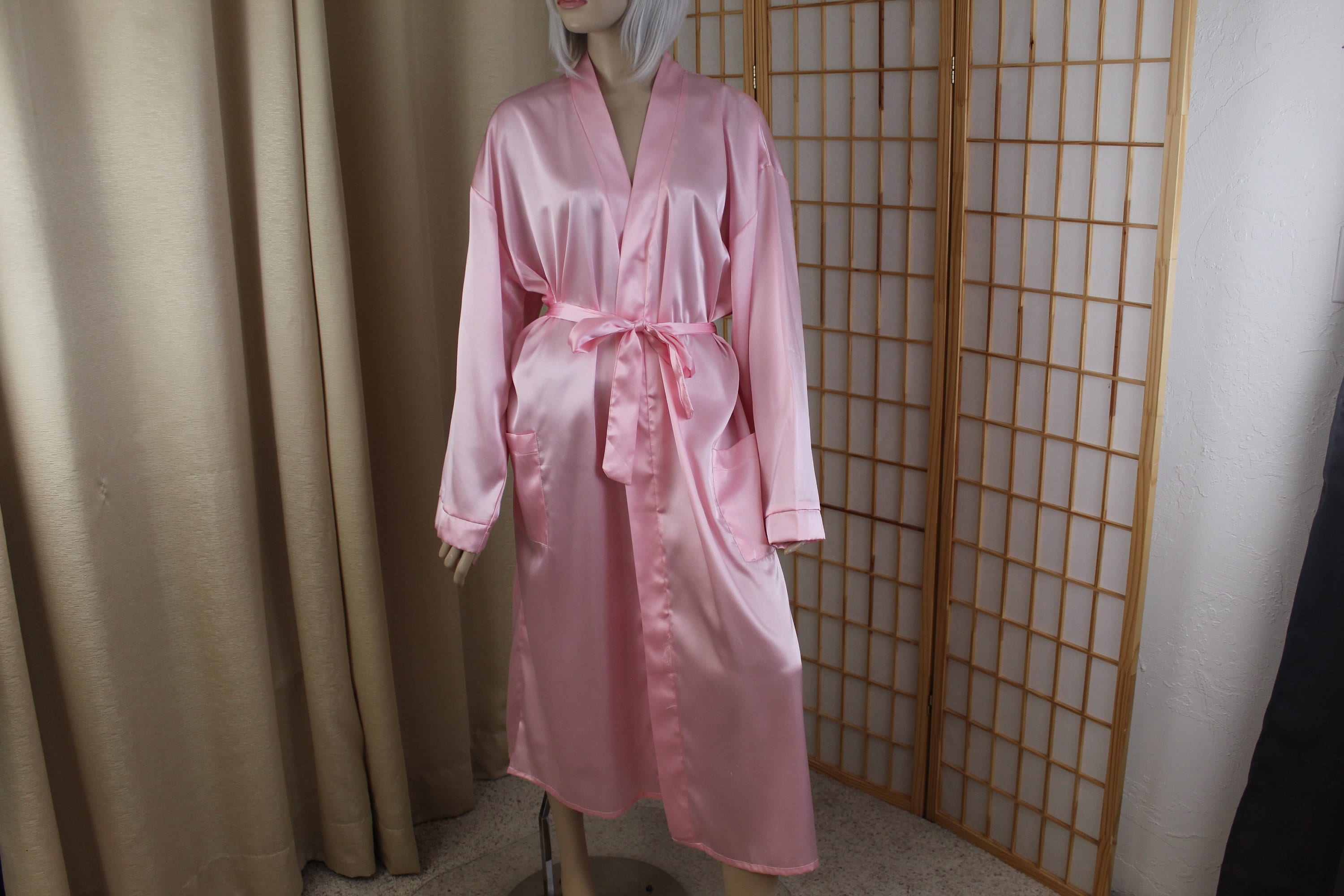 Pink Oversized Robe Vintage Pink Satin Robe Size Large, Xxlarge 90's - Etsy