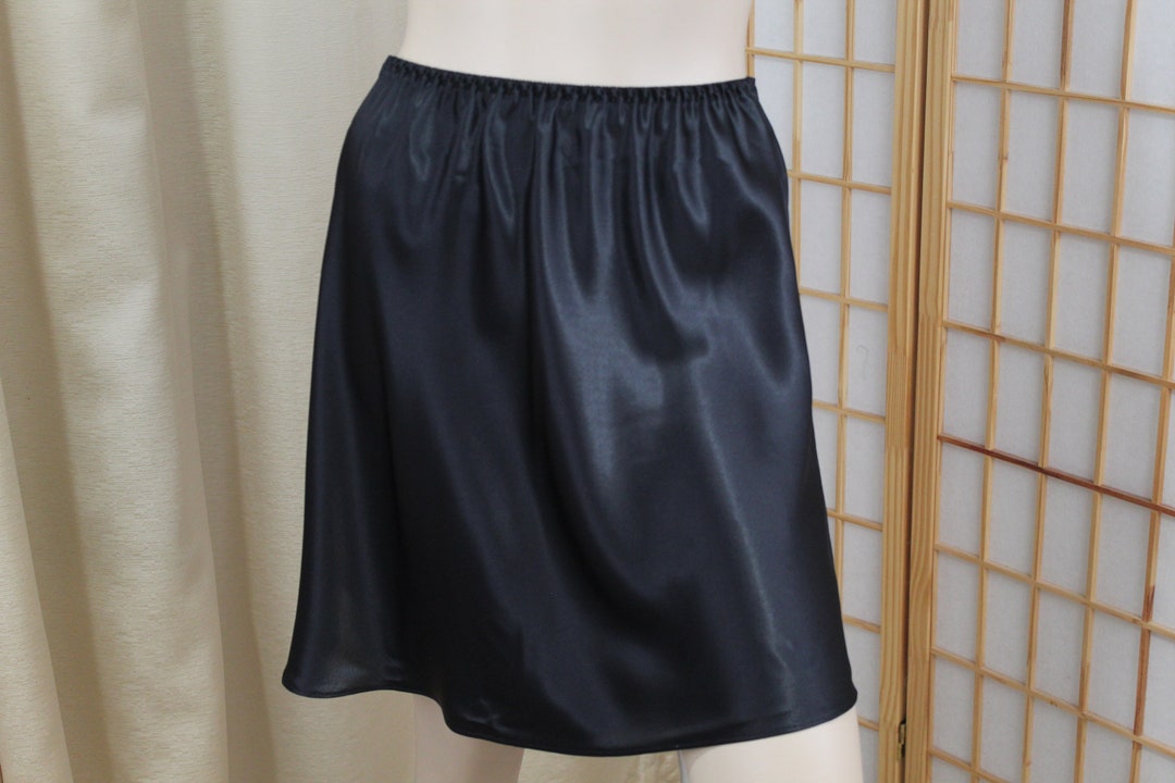 Vintage Black Satin Short Half Slip Size S/M Waist 2533 Farr West Etsy