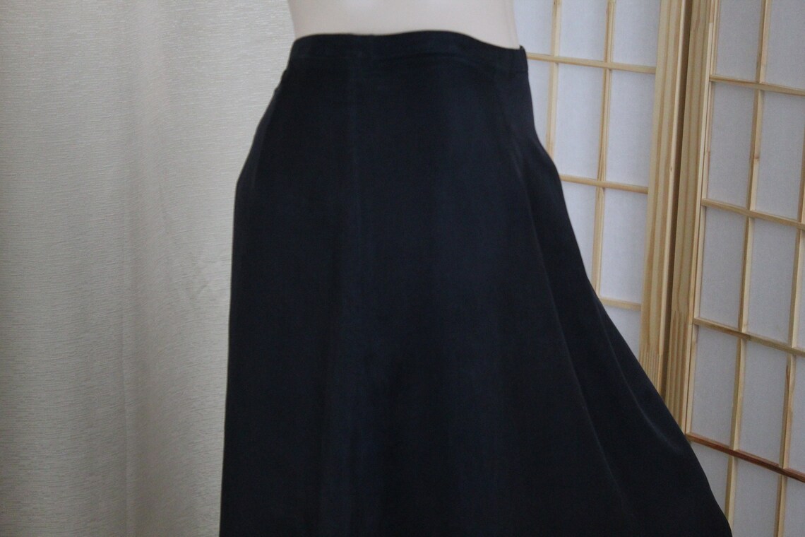 Vintage Long Black Silk Skirt Lined Evening/formal Waist - Etsy