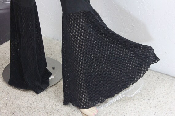 Vintage Black Jumpsuit Bell Bottoms Black Nylon S… - image 5