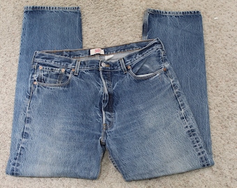 Vintage 501 Levi Jeans Size 38" Waist, 33" Inseam Med Blue Straight Leg