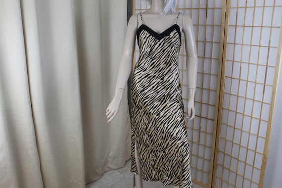 Vintage Secret Treasures Satin Nightgown Animal Print Size Small Etsy UK