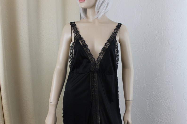 Vintage Long Nightgown Black Size Small 1970/'s Grecian