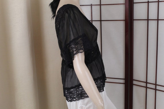 Vintage Black Sheer Evening Top Top Size Small - image 2