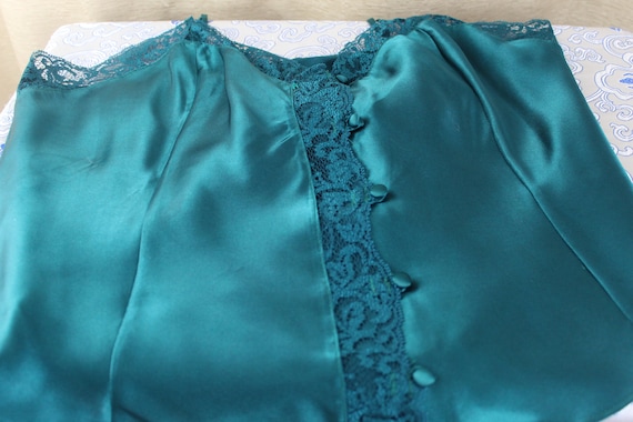 Vintage Victoria's Secret Emerald Green Satin Cam… - image 3