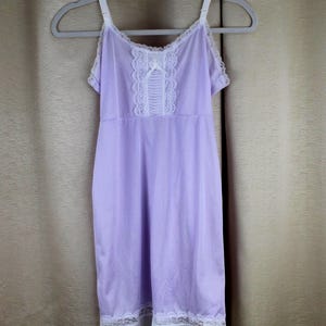 Vintage Girls Nylon Full Slip Lavender/Purple/White Size 10 USA 70's Crystal Pleating