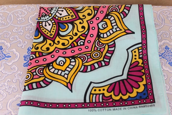 Vintage 60's Style Psychedelic Bandana 21.5 X 21.… - image 3