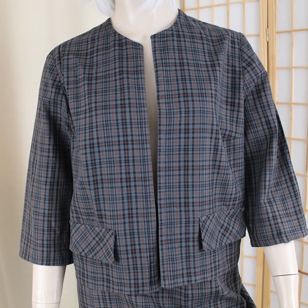 Vintage Year Rounder by Marie Phillips 1940's Plaid Light Suit Brown/Dark Green Size S/M