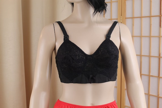 Vintage Formfit 'Romance' Black Bra Size 34-36 B … - image 1