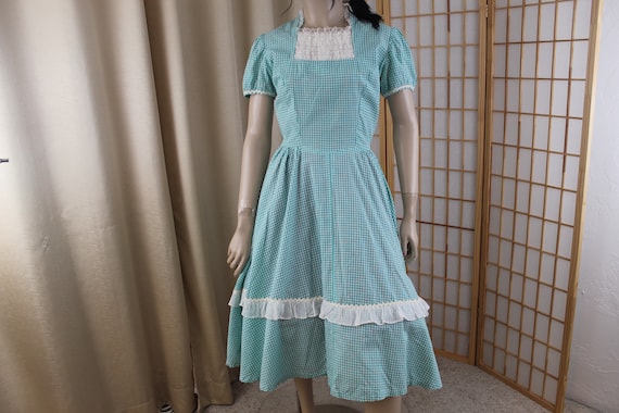 Vintage Pastel Green/White Square Dance Dress Siz… - image 1
