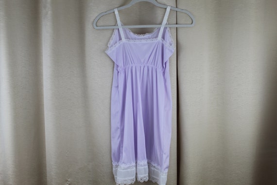 Vintage Girls Nylon Full Slip Lavender/Purple/Whi… - image 3