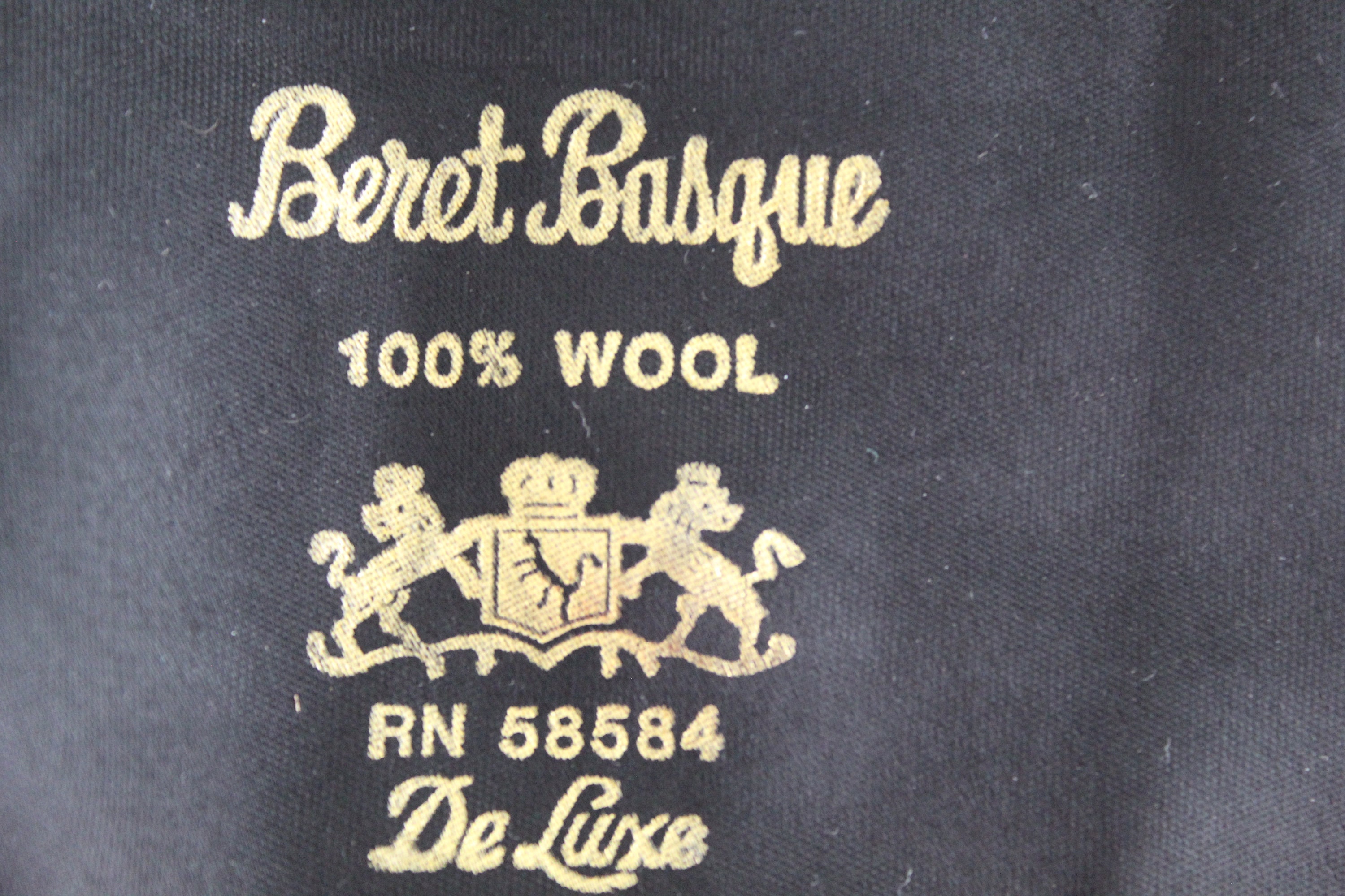 Vintage Black 'beret Basque' Soft Wool 