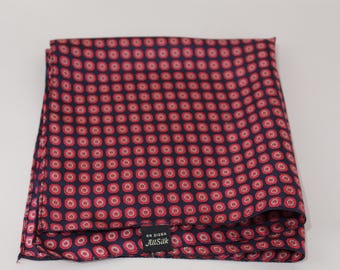 Foulard Turnbull & Asser En Soie Vintage - Motif Jaune, Bleu, Rouge, 41x42cm, Occasion